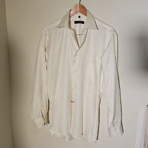 KLAUSS BOEHLER MENS 2 PLY FITTED CREAM COLOR SHIRT. size 15.5 R